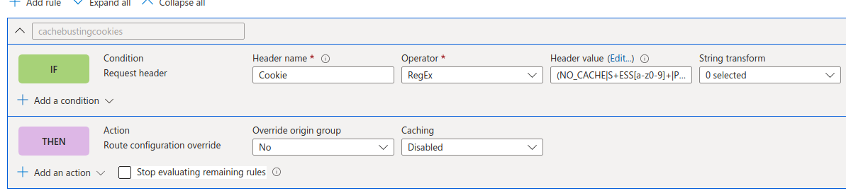 Gyorsítótárazási szabály a FrontDoor-hoz
