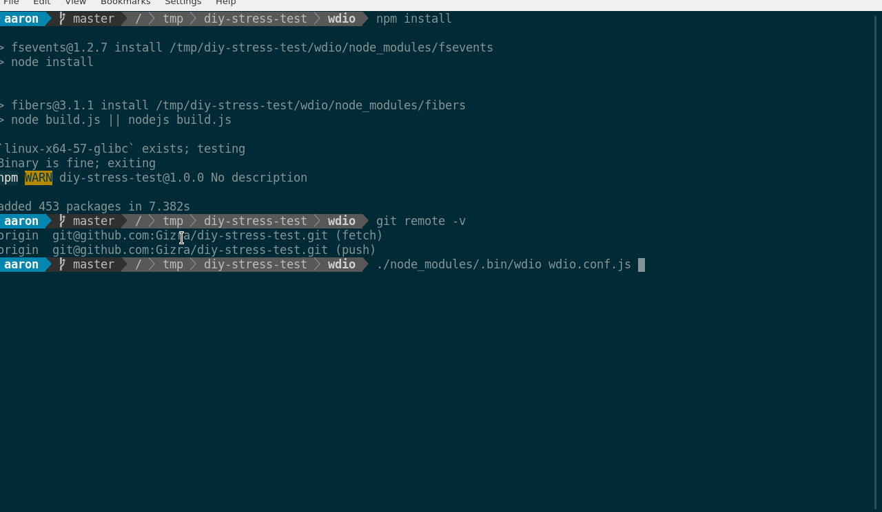 A WebdriverIO teszt végrehajtás - headless mód kikapcsolva