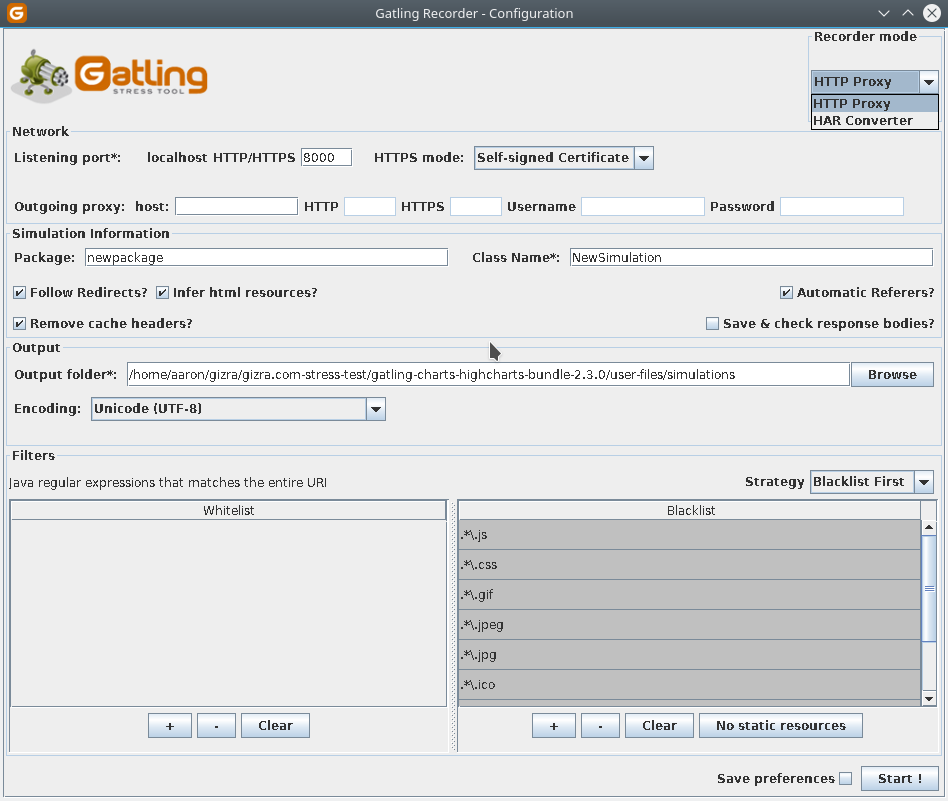 A Gatling.io GUI rögzítője - jó társ a tényleges Scala osztályok írásában.